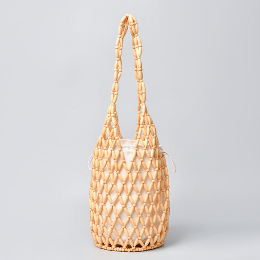 Handwoven Beaded Bucket Bag