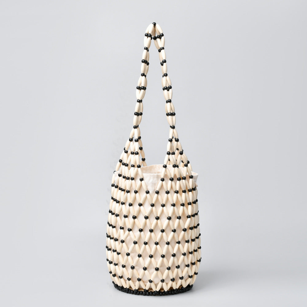 Handwoven Beaded Bucket Bag