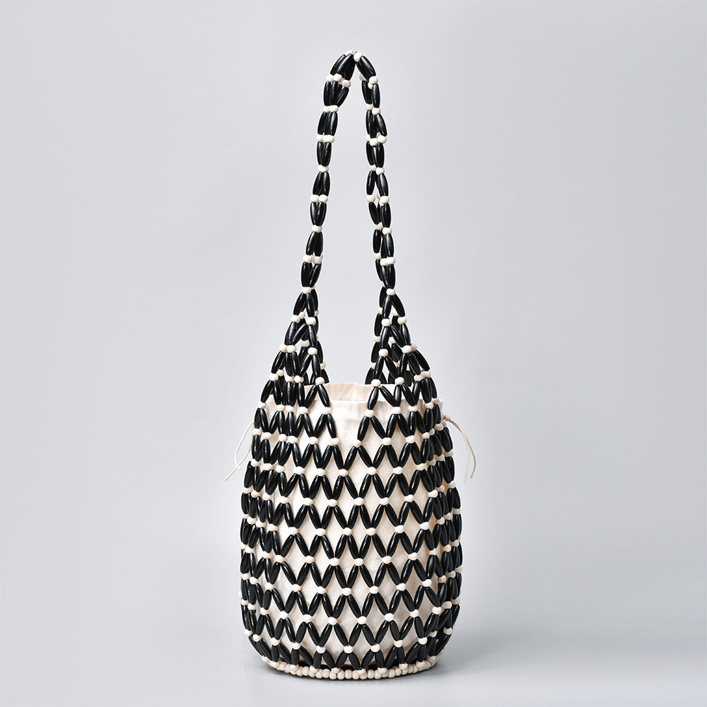 Handwoven Beaded Bucket Bag