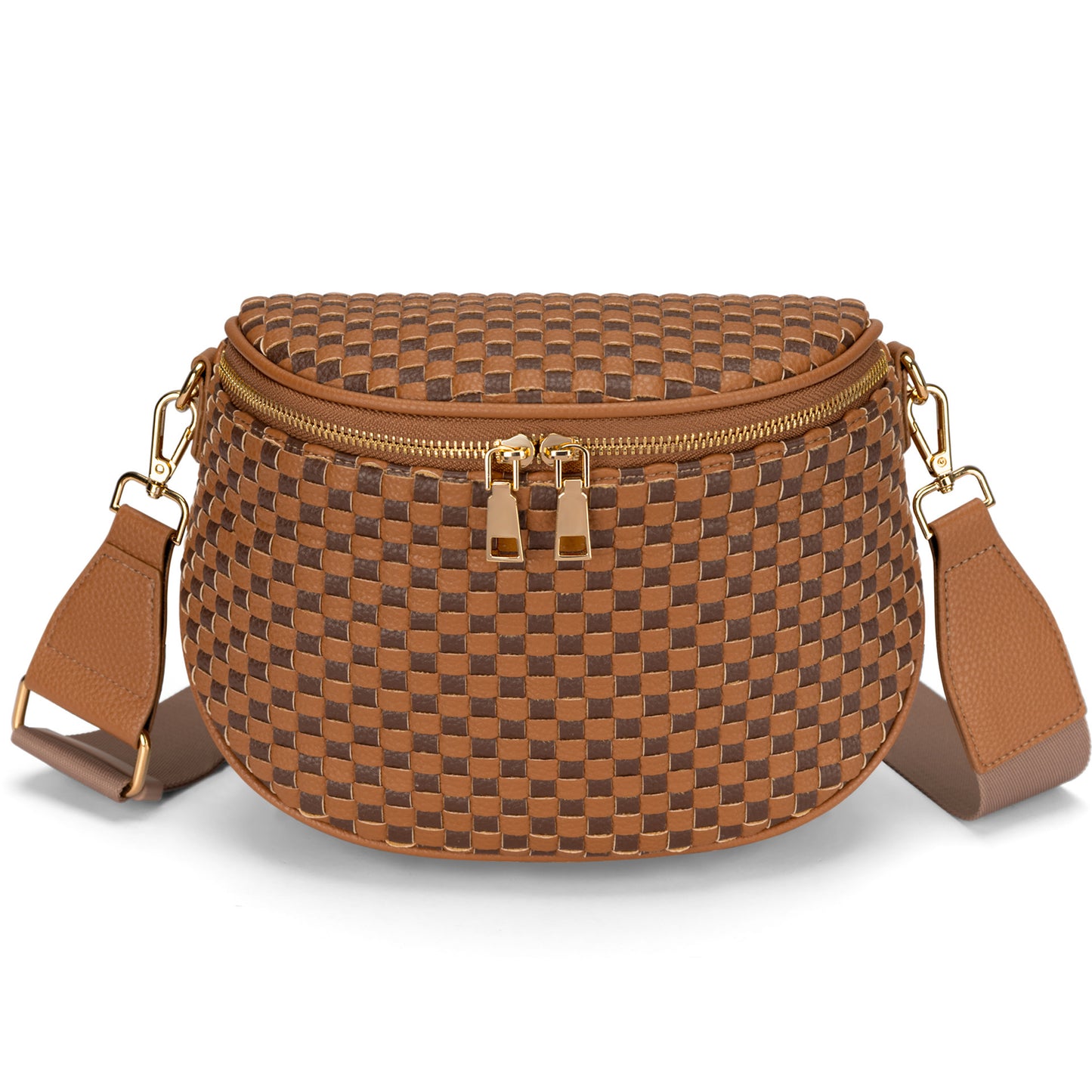 Handwoven Checkerboard Shell Crossbody Bag