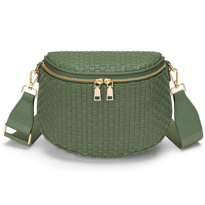 Handwoven Checkerboard Shell Crossbody Bag