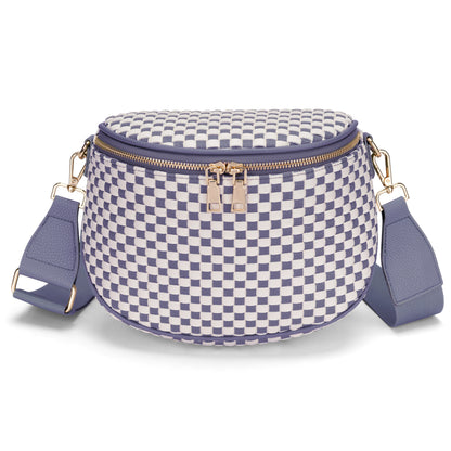 Handwoven Checkerboard Shell Crossbody Bag