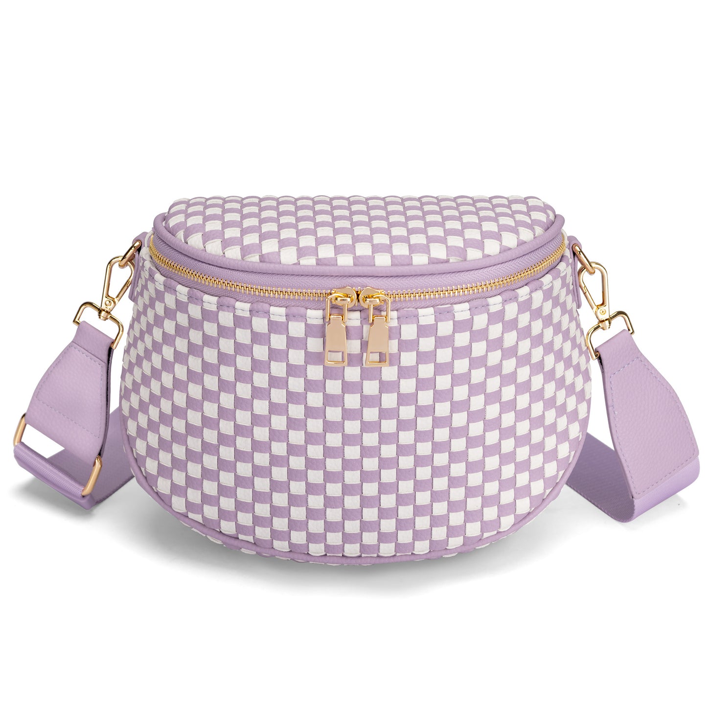 Handwoven Checkerboard Shell Crossbody Bag