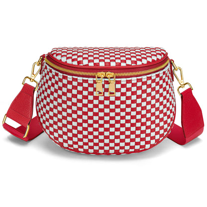 Handwoven Checkerboard Shell Crossbody Bag