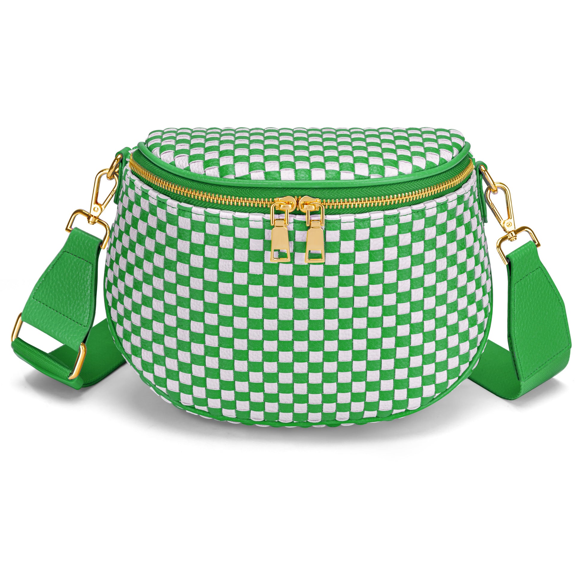 Handwoven Checkerboard Shell Crossbody Bag