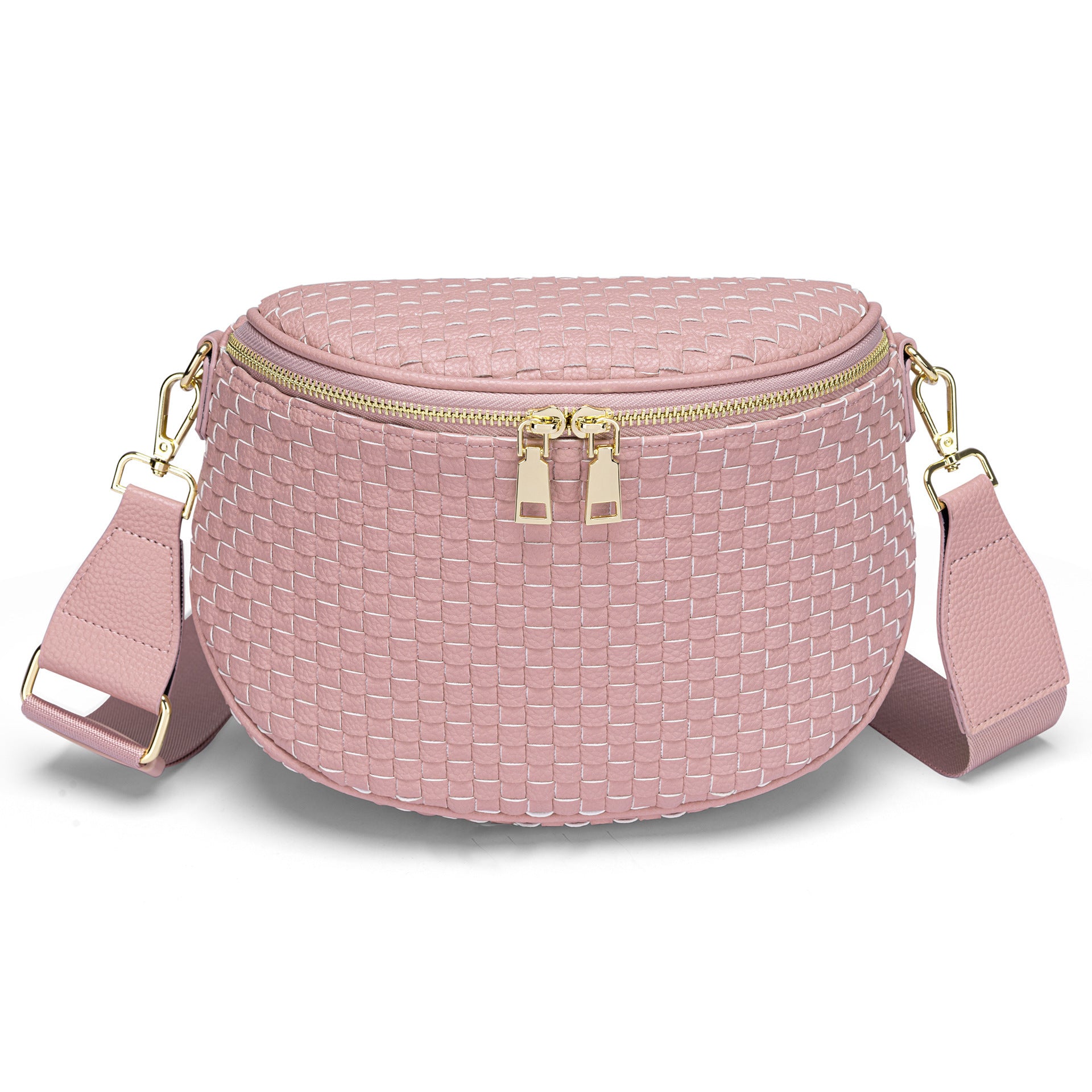 Handwoven Checkerboard Shell Crossbody Bag
