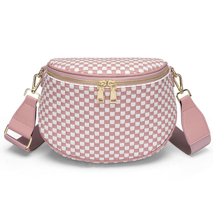 Handwoven Checkerboard Shell Crossbody Bag