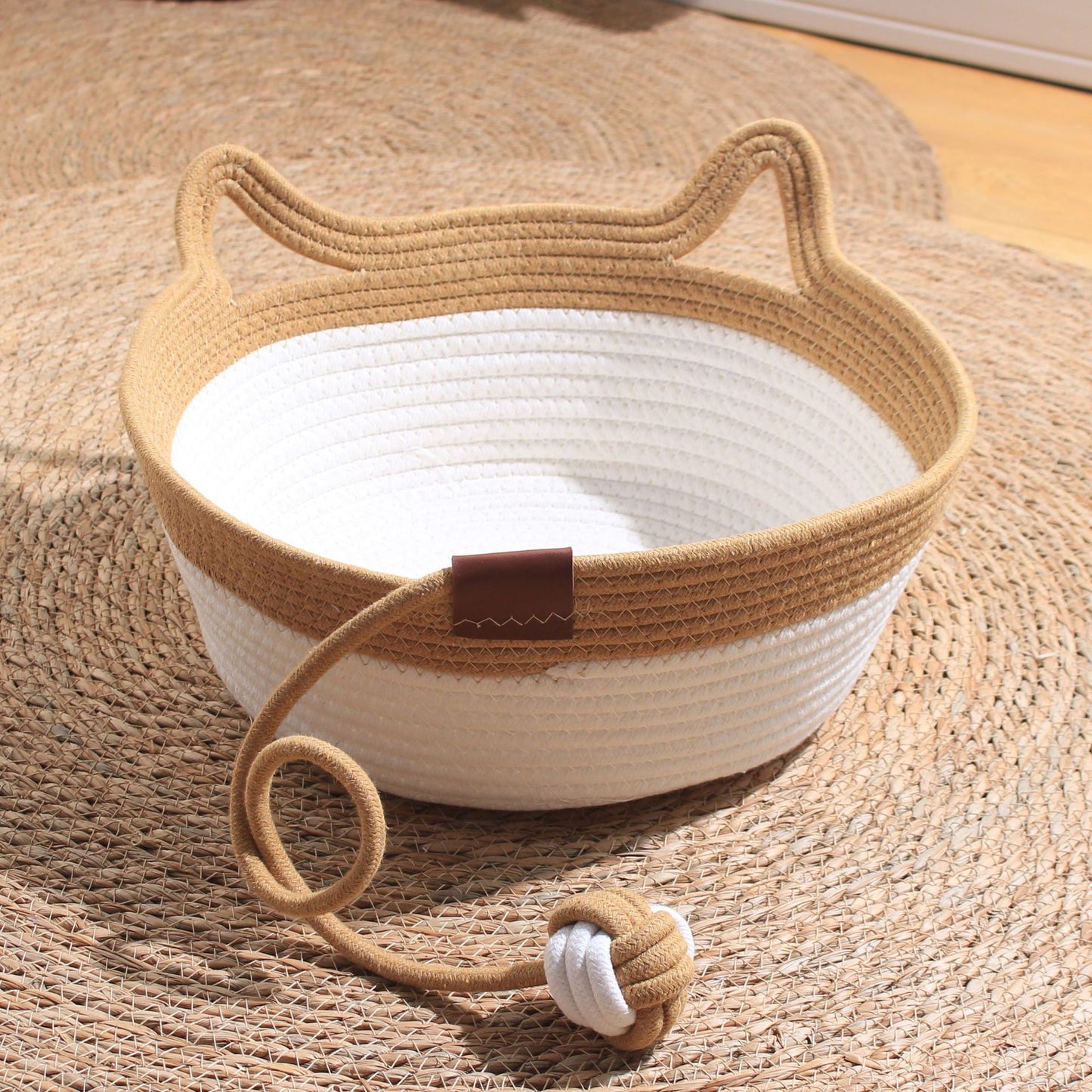 Handwoven Cotton Rope Cat Bed with Scratching Board