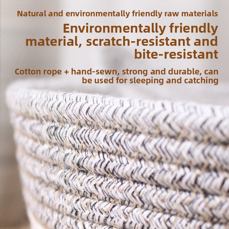 Handwoven Cotton Rope Cat Bed with Scratching Board