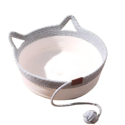 Handwoven Cotton Rope Cat Bed with Scratching Board