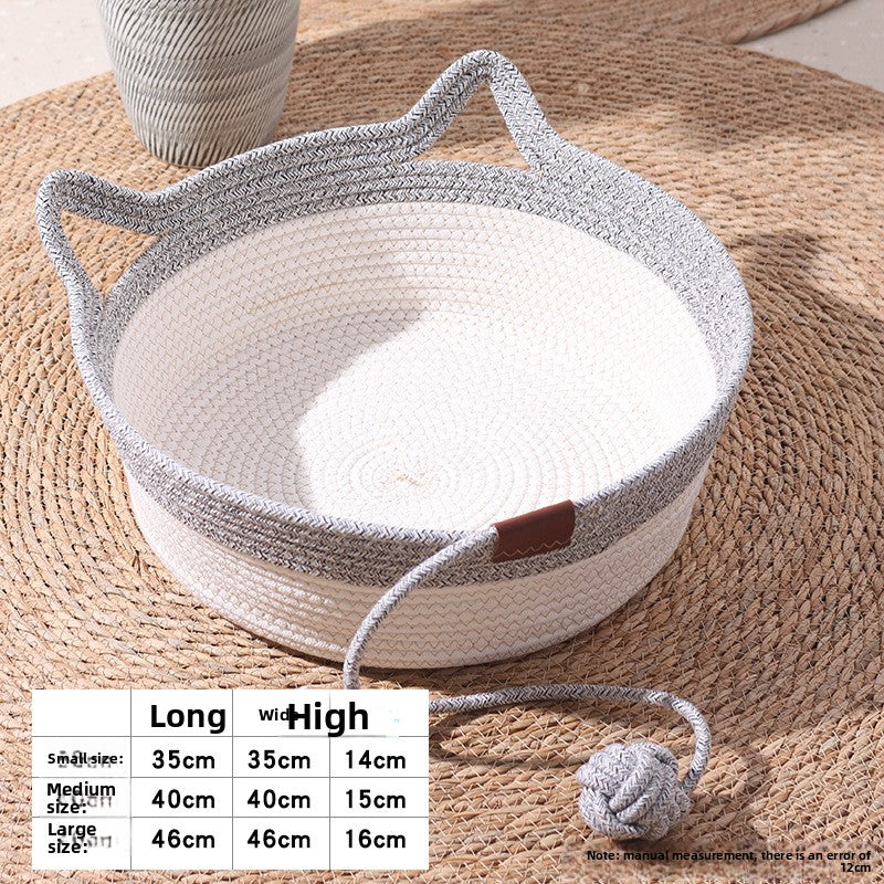 Handwoven Cotton Rope Cat Bed with Scratching Board