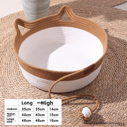 Handwoven Cotton Rope Cat Bed with Scratching Board