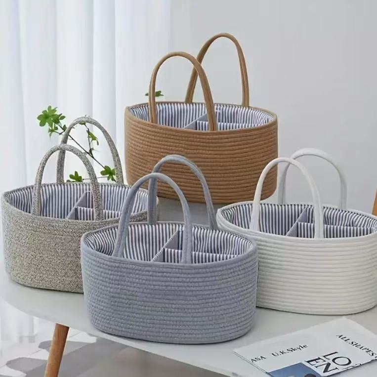 Handwoven Cotton Storage Basket with Detachable Design