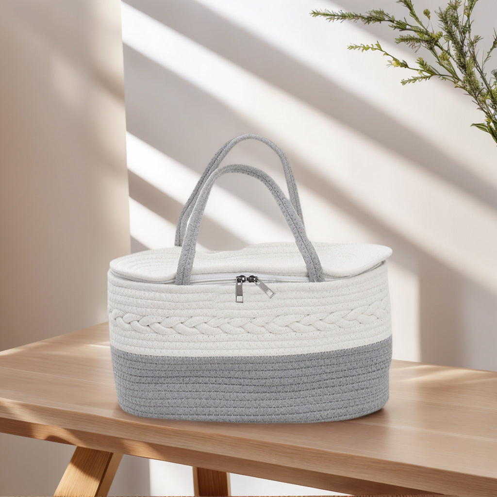Handwoven Cotton Storage Basket with Detachable Design