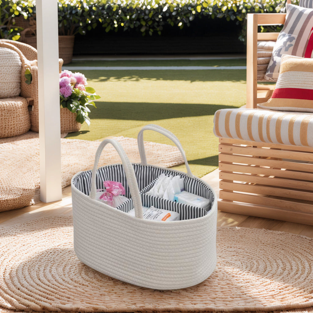 Handwoven Cotton Storage Basket with Detachable Design