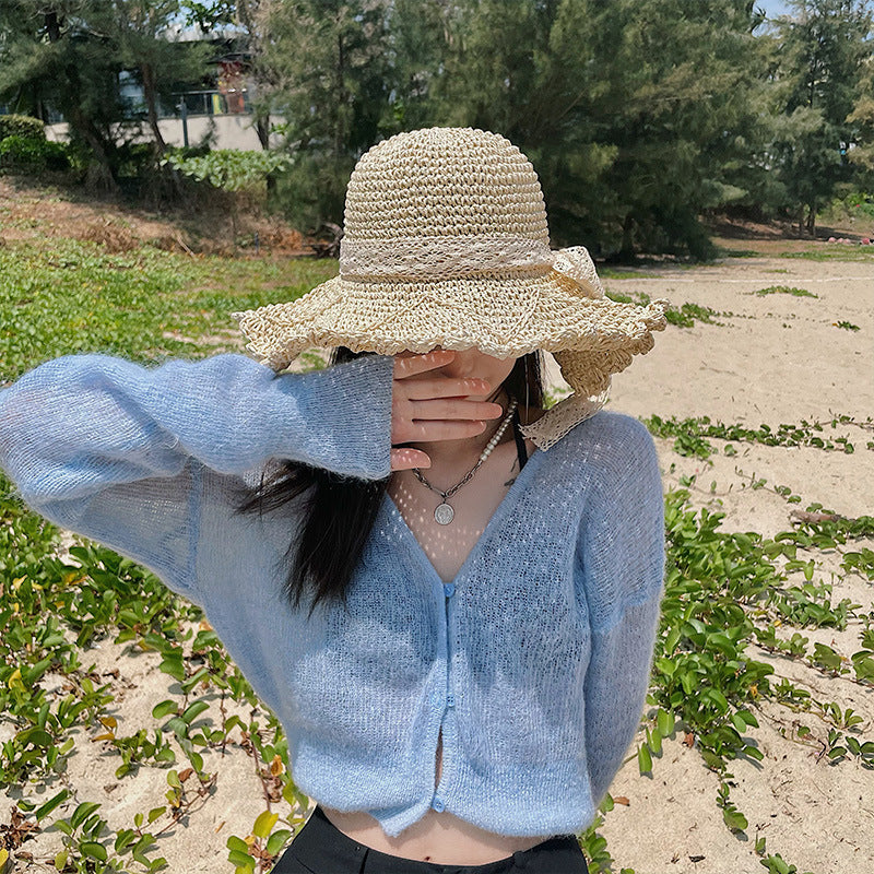 Handwoven Crochet Straw Sun Hat