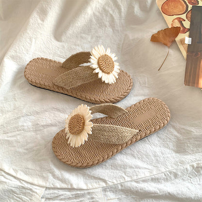 Handwoven Daisy Hemp Flip-Flops