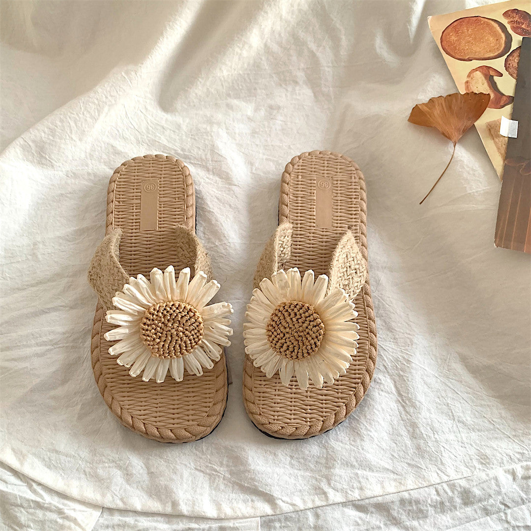 Handwoven Daisy Hemp Flip-Flops