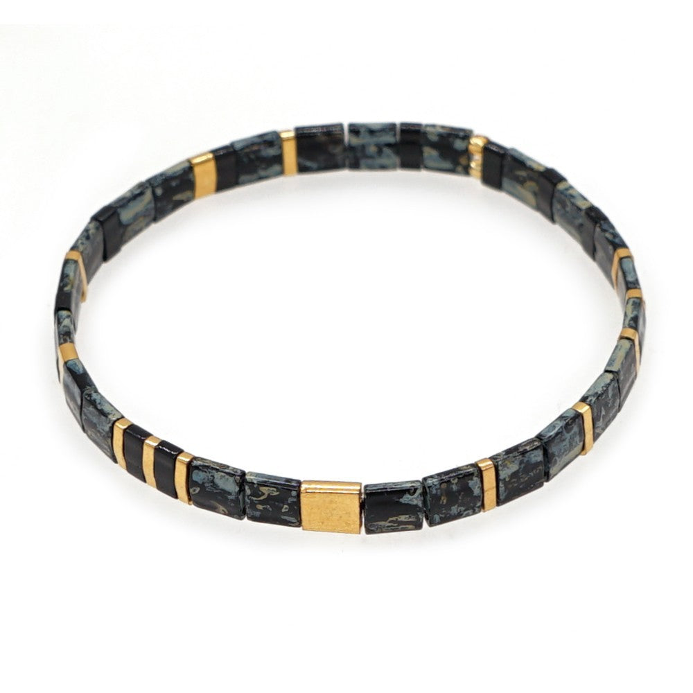 Handwoven Glass Bead Geometric Bracelet