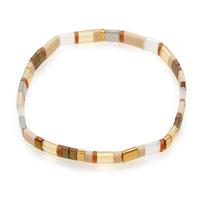 Handwoven Glass Bead Geometric Bracelet