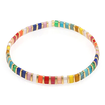 Handwoven Glass Bead Geometric Bracelet