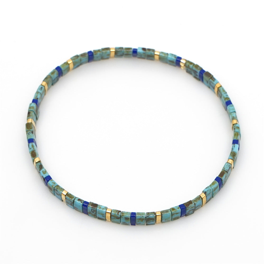 Handwoven Glass Bead Geometric Bracelet
