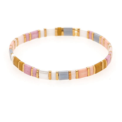 Handwoven Glass Bead Geometric Bracelet