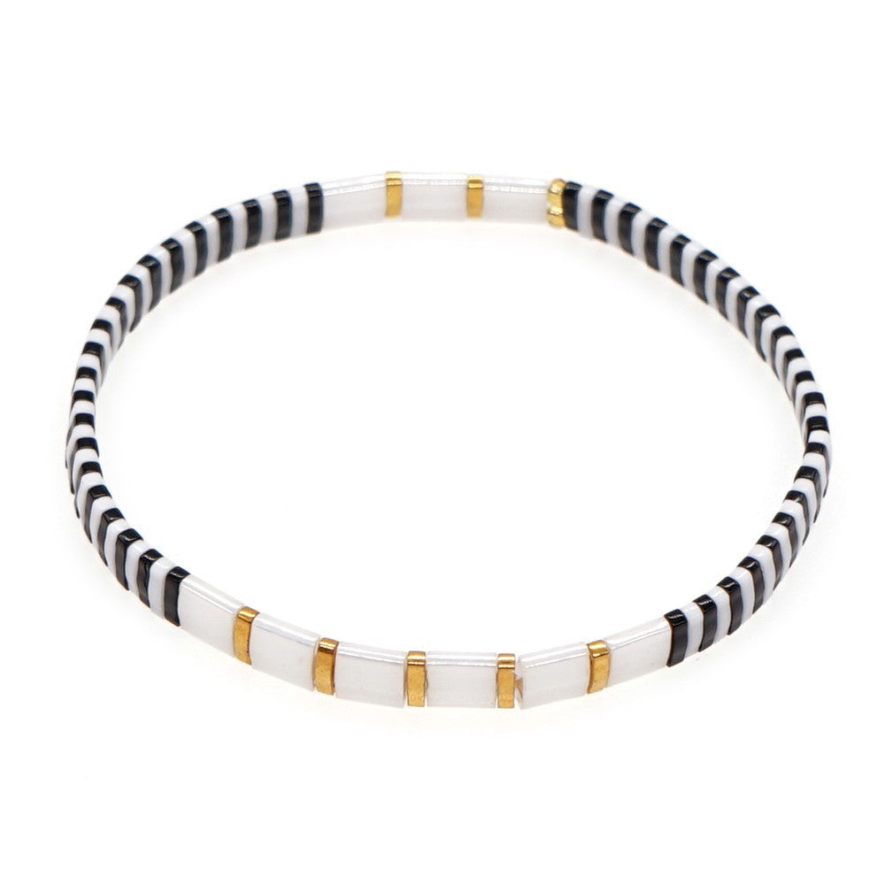Handwoven Glass Bead Geometric Bracelet