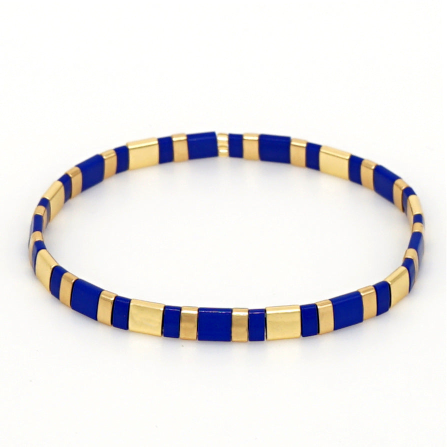 Handwoven Glass Bead Geometric Bracelet