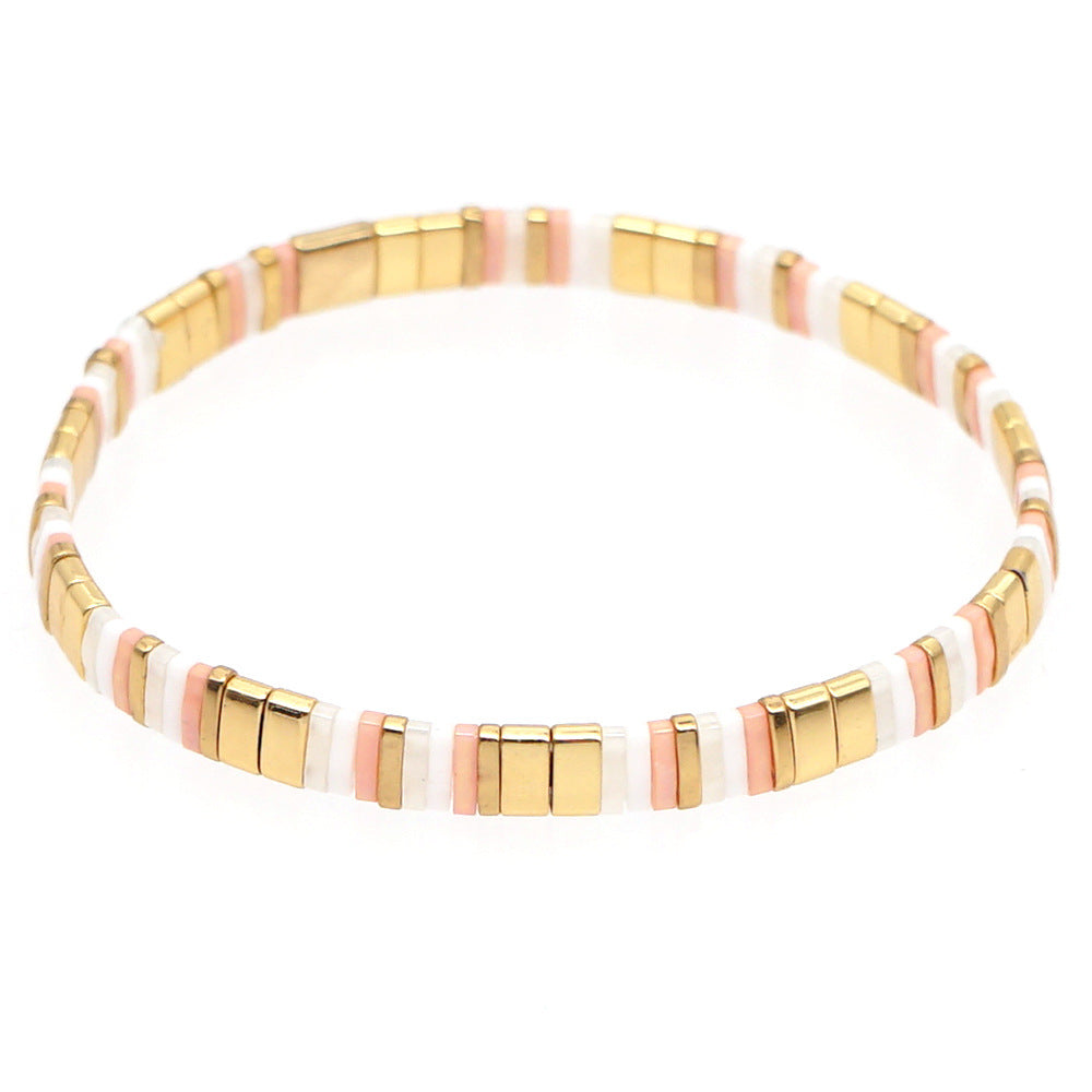 Handwoven Glass Bead Geometric Bracelet