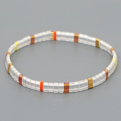 Handwoven Glass Bead Geometric Bracelet