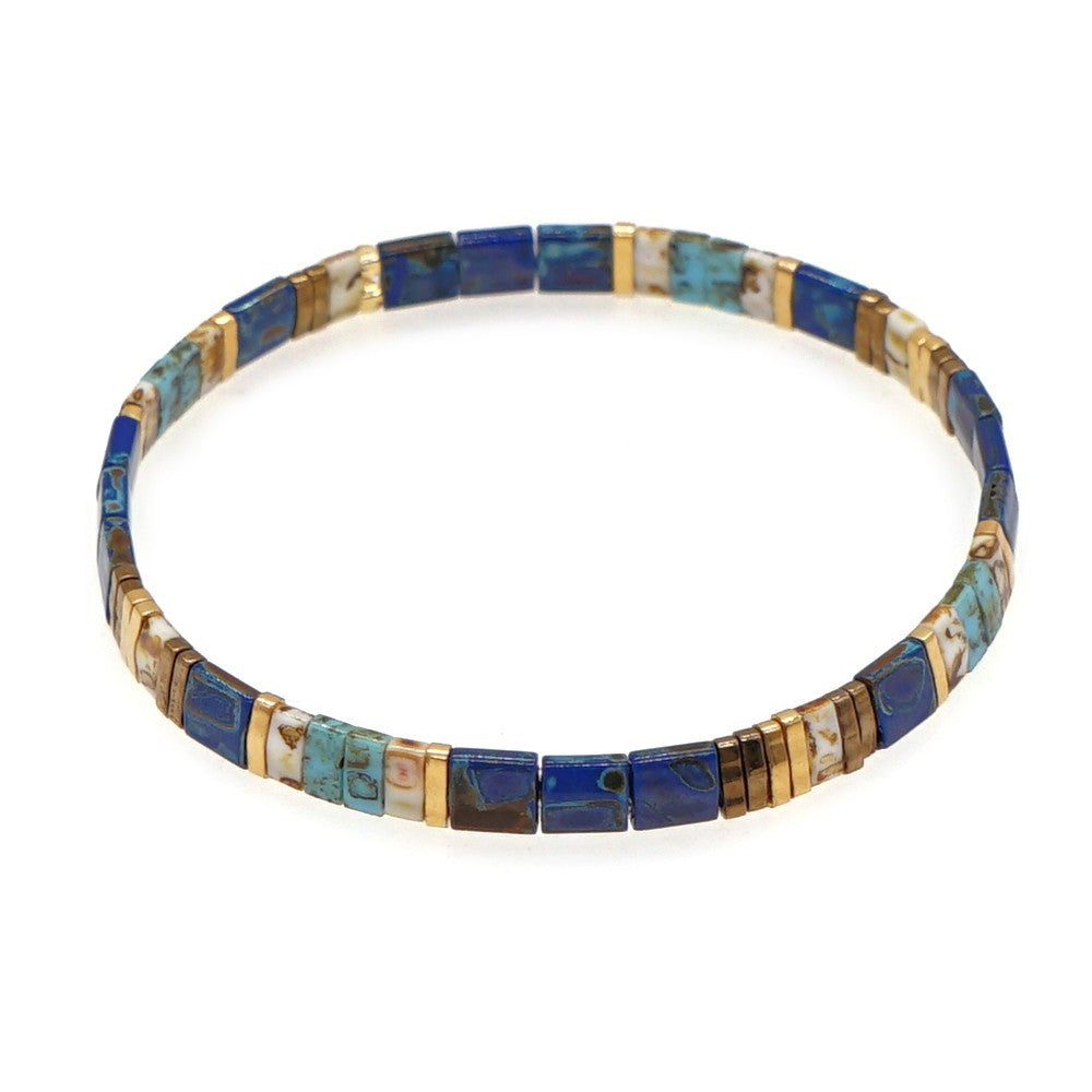 Handwoven Glass Bead Geometric Bracelet