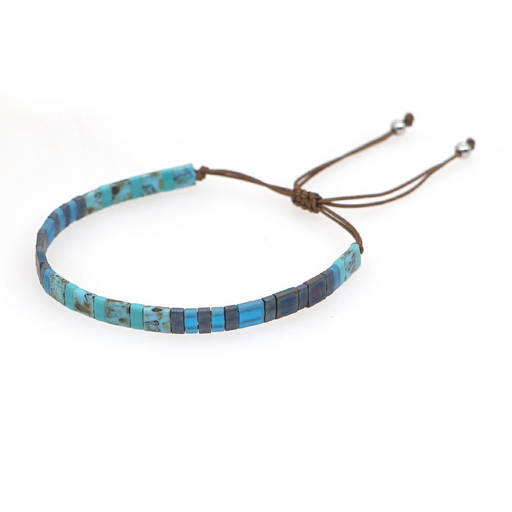 Handwoven Glass Bead Geometric Bracelet