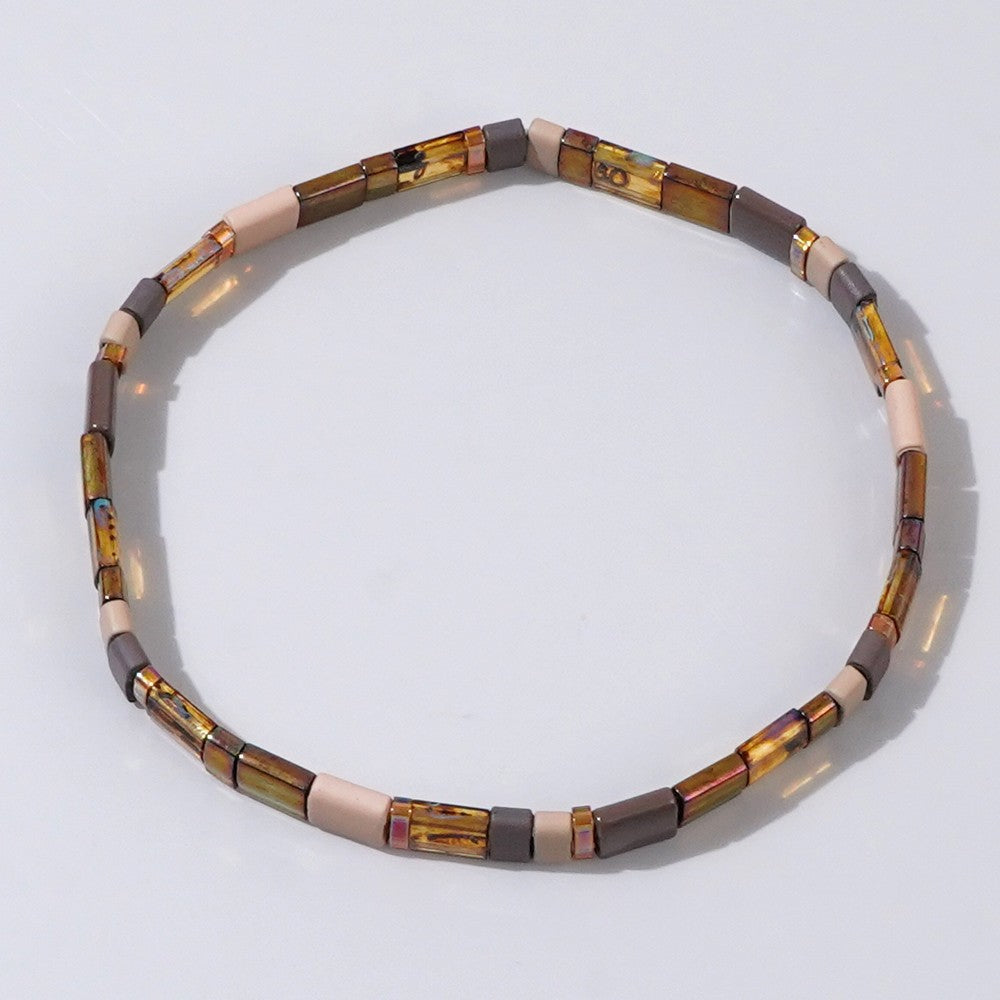 Handwoven Glass Bead Geometric Bracelet