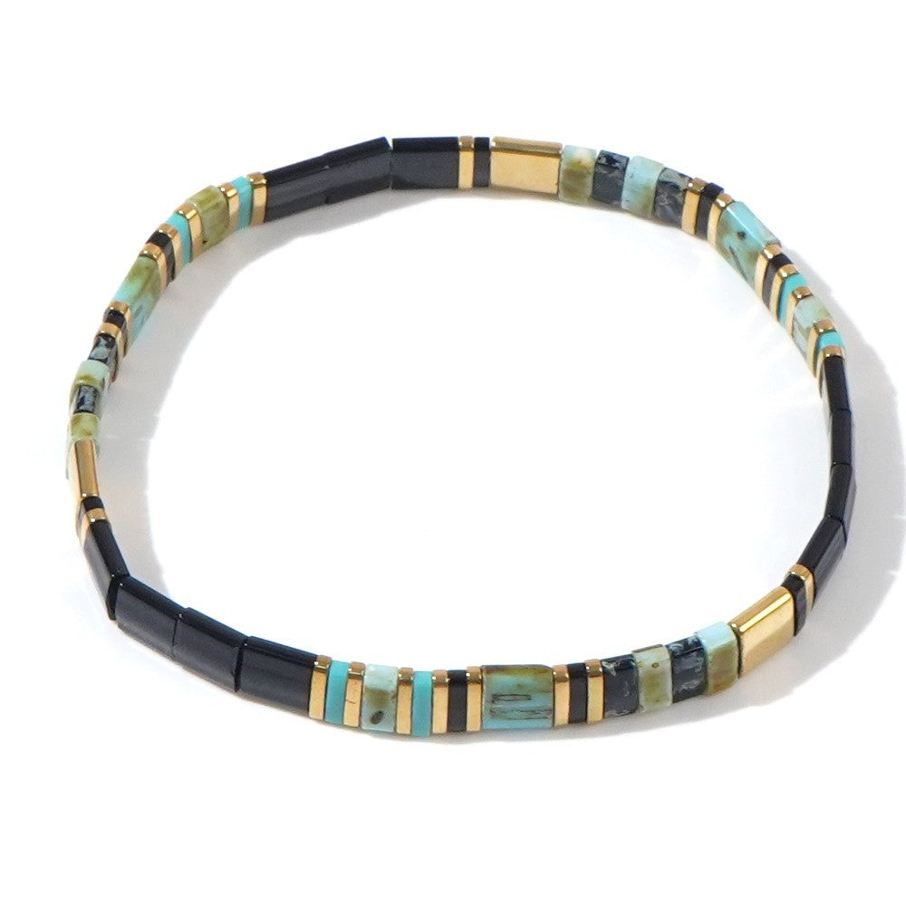 Handwoven Glass Bead Geometric Bracelet