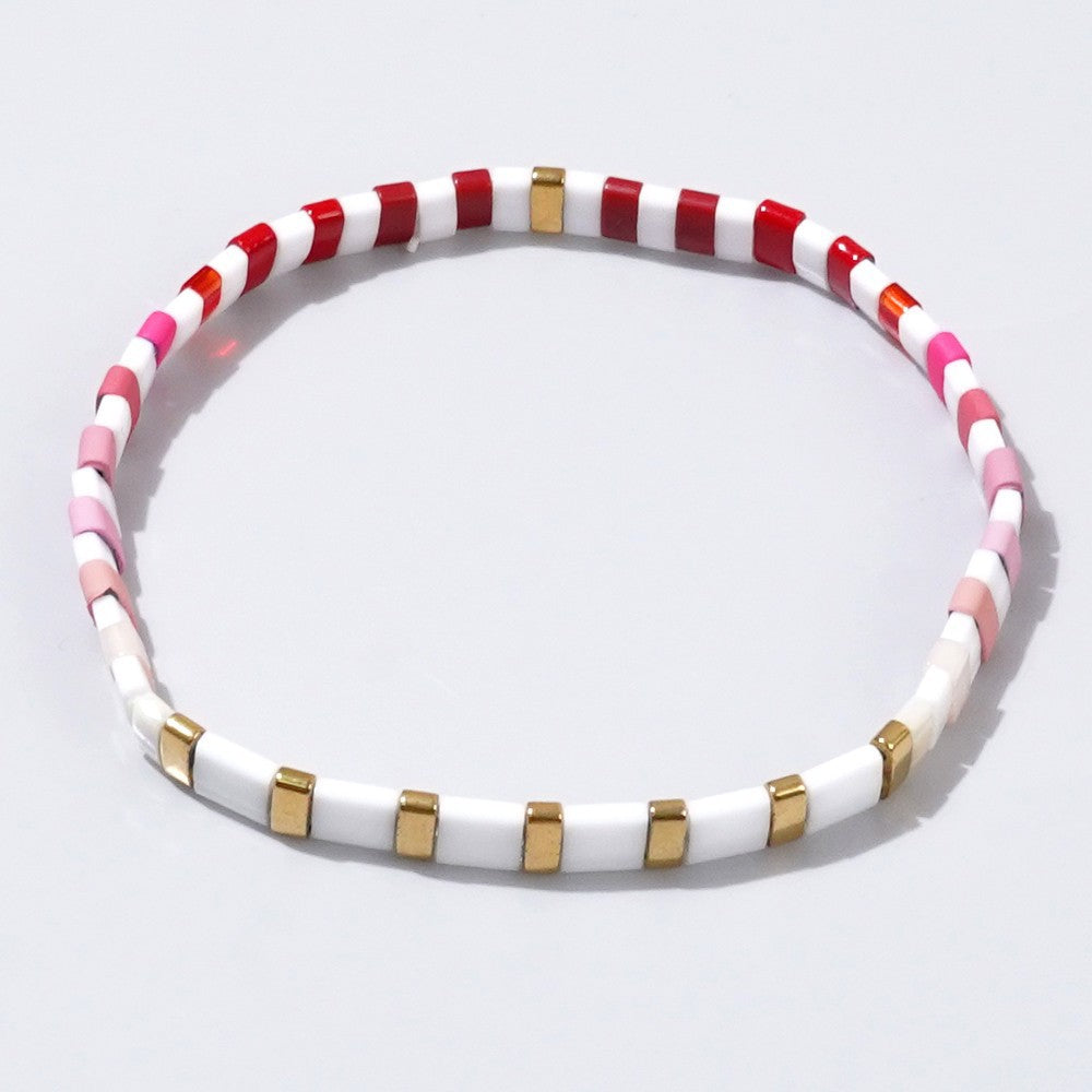 Handwoven Glass Bead Geometric Bracelet