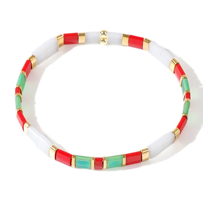 Handwoven Glass Bead Geometric Bracelet