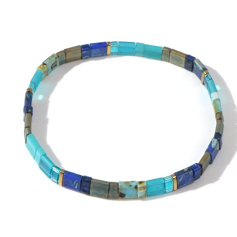Handwoven Glass Bead Geometric Bracelet