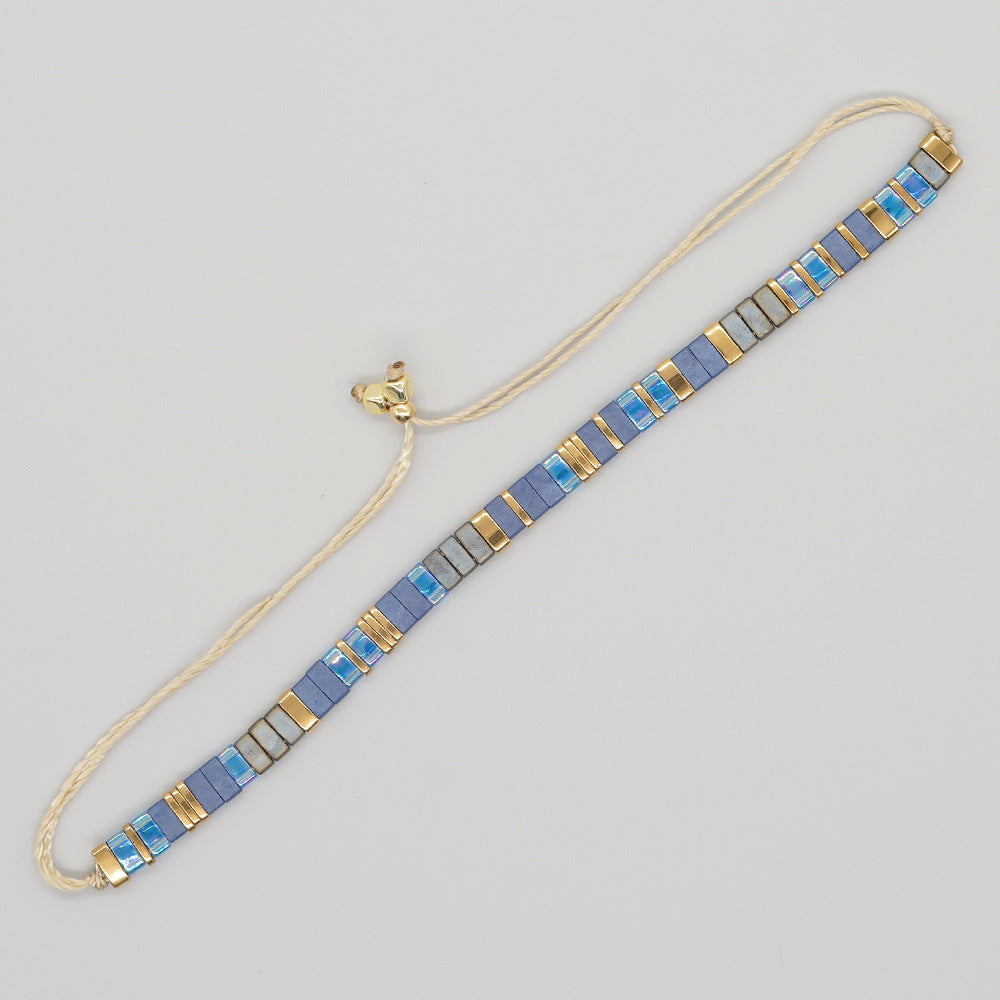 Handwoven Glass Bead Geometric Bracelet
