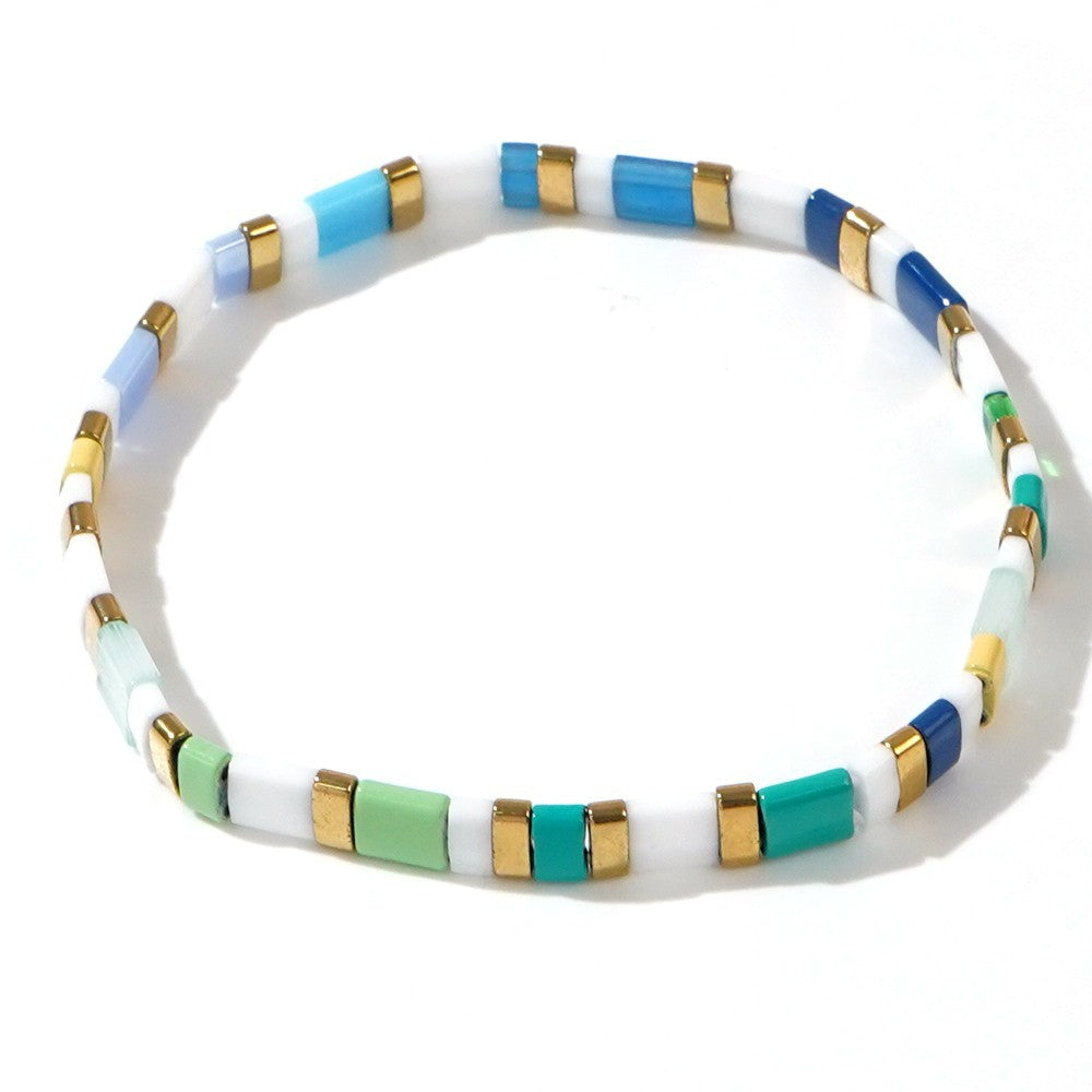 Handwoven Glass Bead Geometric Bracelet