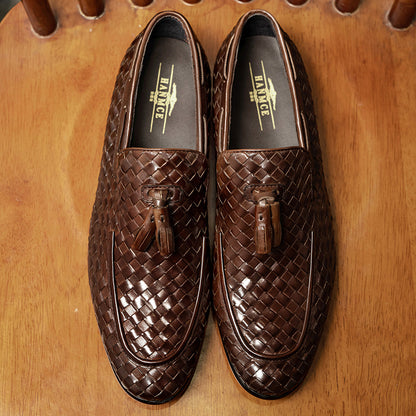 Handwoven Leather Tassel Loafers