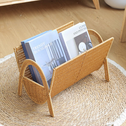 Handwoven Magazine Storage Rack Floor Bookshelf