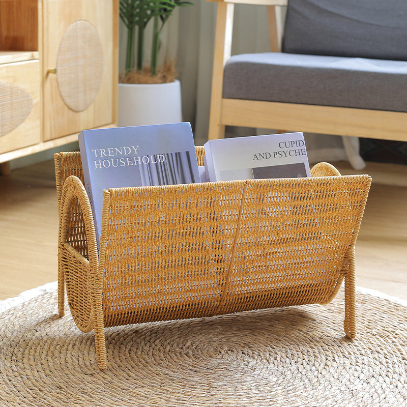 Handwoven Magazine Storage Rack Floor Bookshelf