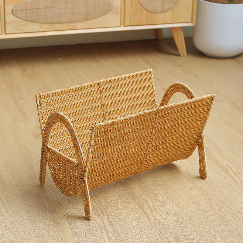 Handwoven Magazine Storage Rack Floor Bookshelf