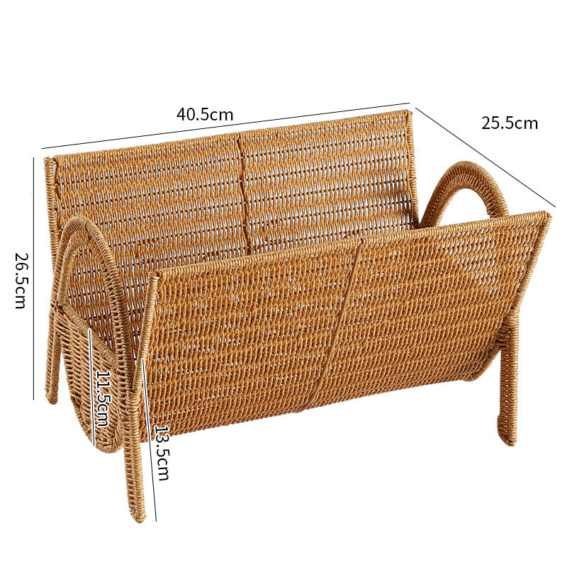 Handwoven Magazine Storage Rack Floor Bookshelf