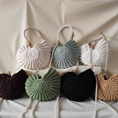 Handwoven Pearl Chain Shell Satchel