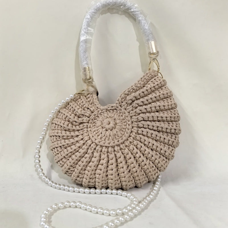 Handwoven Pearl Chain Shell Satchel
