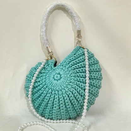 Handwoven Pearl Chain Shell Satchel