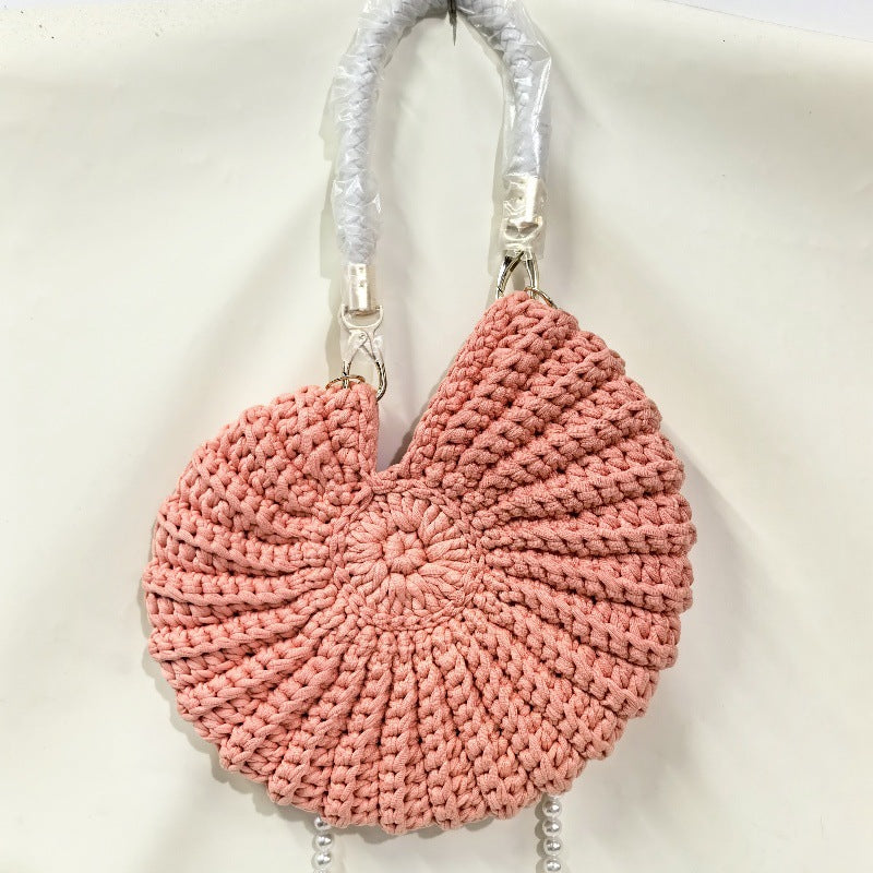 Handwoven Pearl Chain Shell Satchel