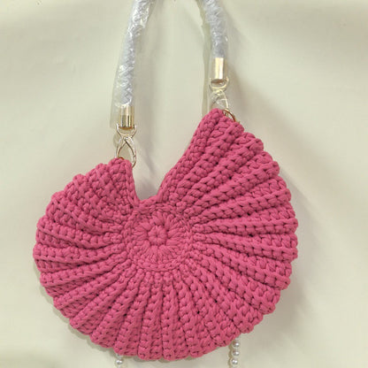Handwoven Pearl Chain Shell Satchel